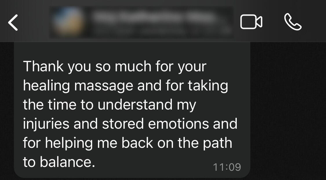 "Thank you so much (...) for helping me back on the path of balance" -